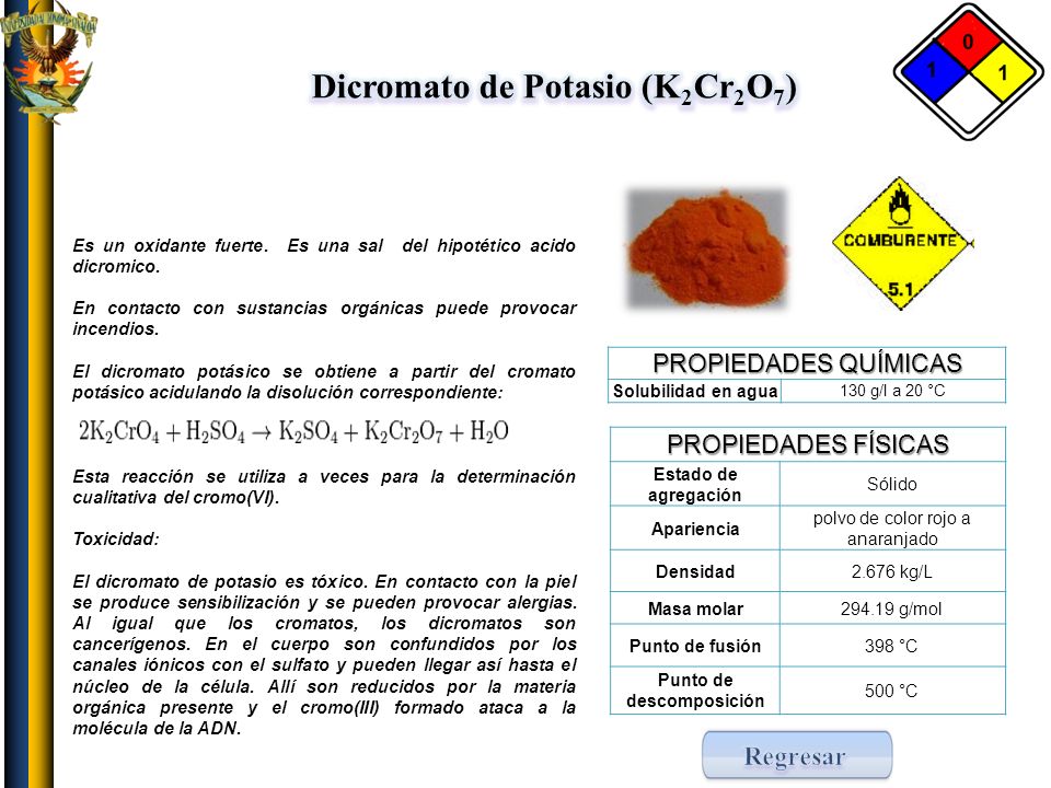 Ficha De Seguridad Del Dicromato De Potasio Pdf